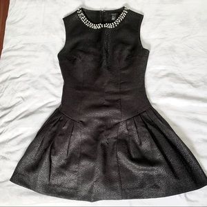 Forever 21 Black Sparkly Mini Dress w/Pearl Collar